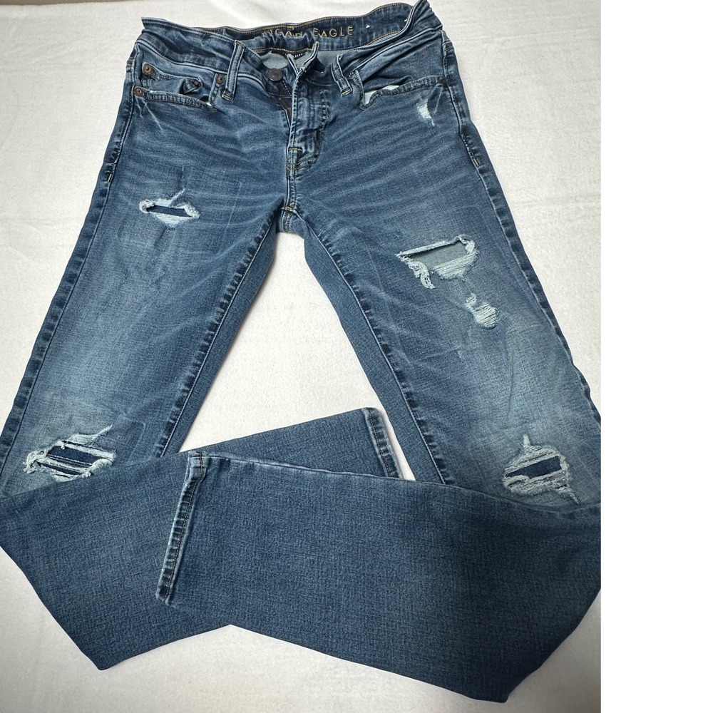 American Eagle Mens 29x32 Next Level Flex Slim Ripped Distressed Jeans